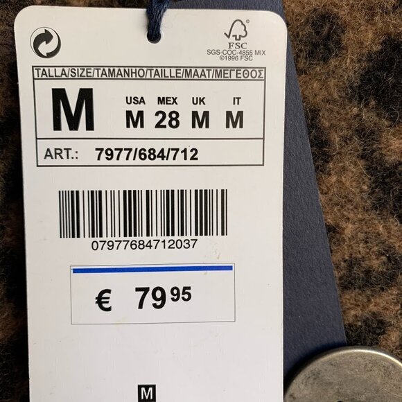 NWT ZARA Jacquard Wool Blend Animal Cheetah Leopard Print Coat Size M - Picture 5 of 8